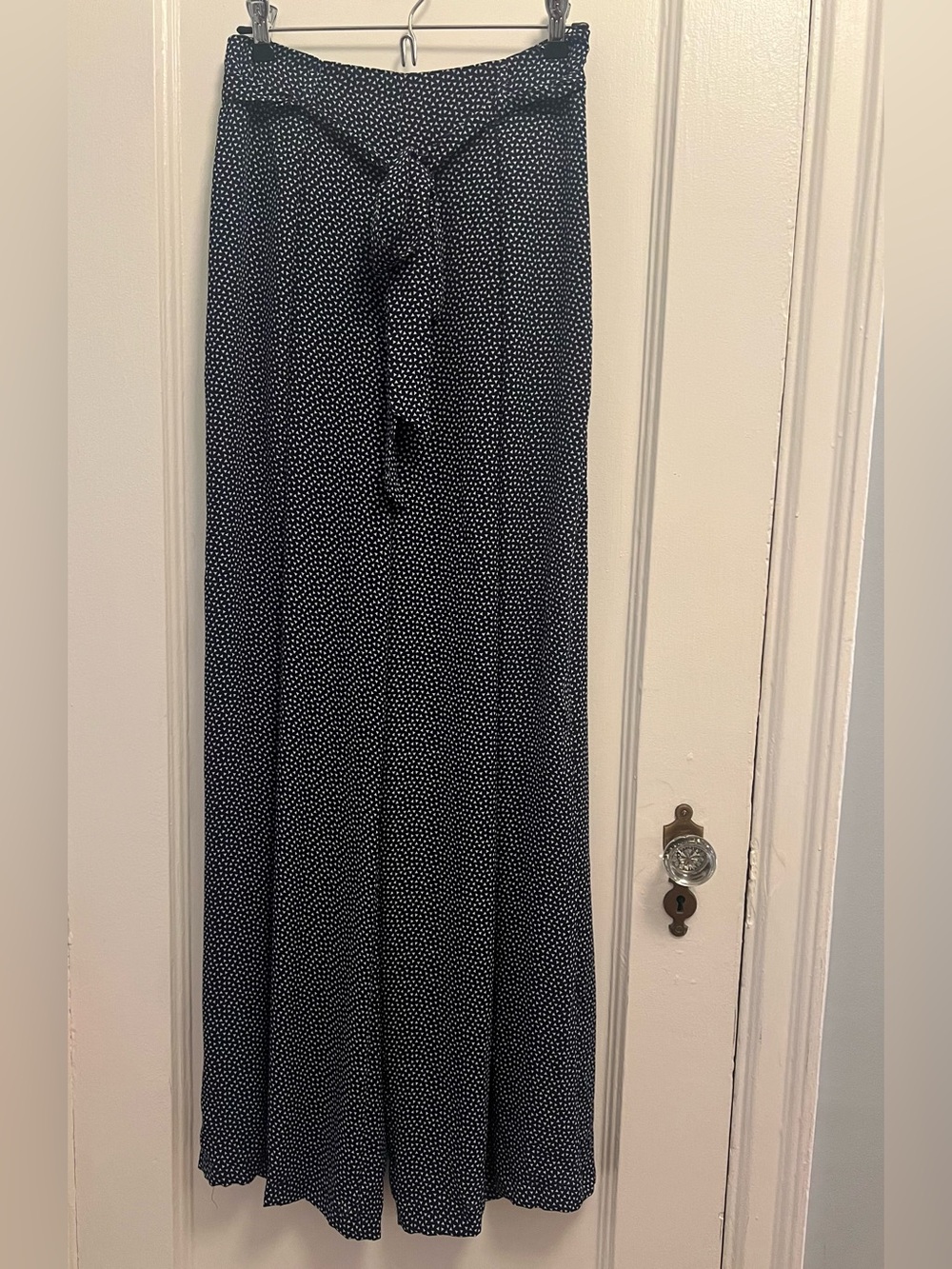 ZARA WIDE LEG PALAZZO PANT in NAVY/WHITE - SIZE M